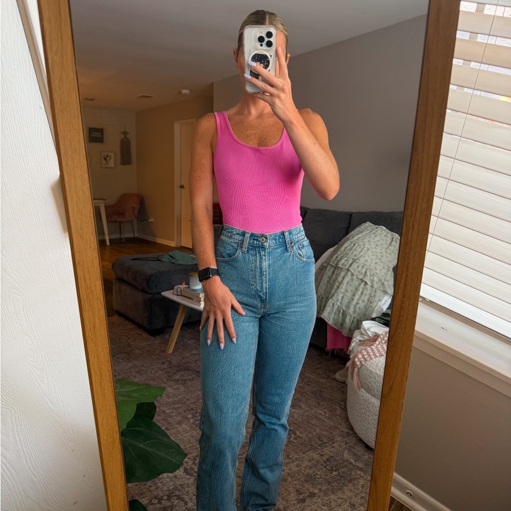 Pink Ribbed Tank Top